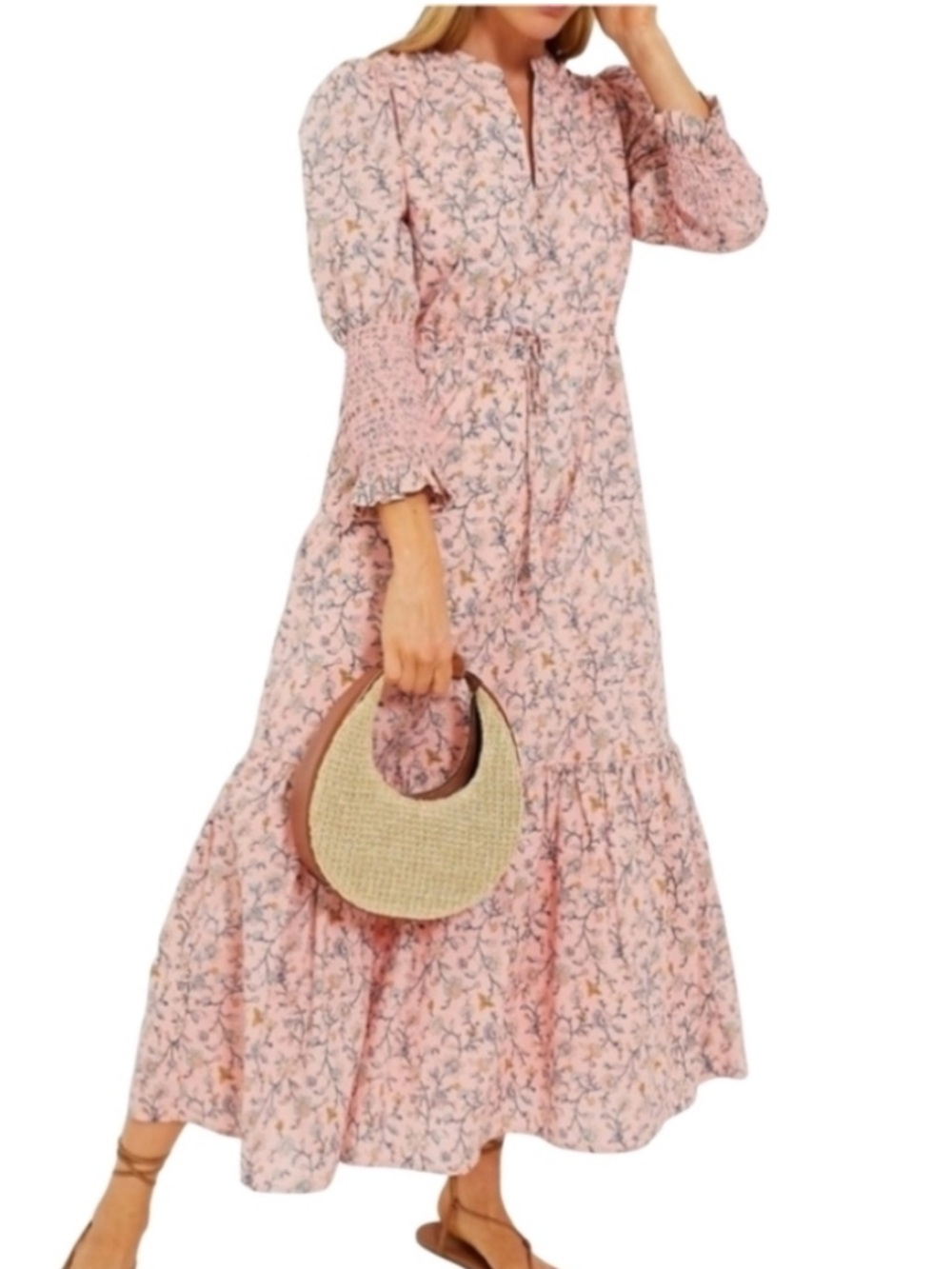 NWT Hyacinth House Tuckernuck Lucille Floral Pink Drawstring Maxi Dress XXL - Picture 3 of 15